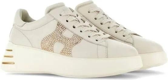Hogan Rebel logo-appliqué leather sneakers Neutrals
