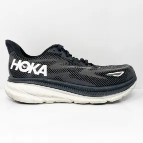 Hoka One One Mens Clifton 9 1132210 BWHT Black Running Shoes Sneakers Sz 9.5 2E