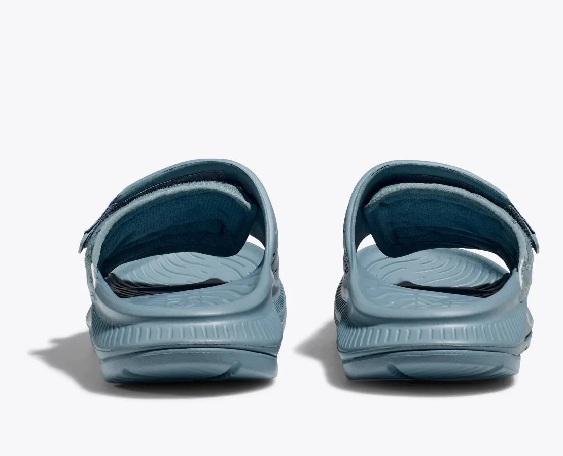 Hoka One One Unisex Ora Luxe Recovery Slide Adjustable Stone Blue steel