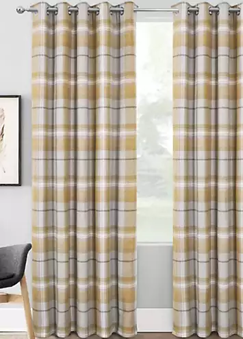 Home Curtains Warrington Check Pair of Thermal Blackout Eyelet Curtains | Kaleidoscope