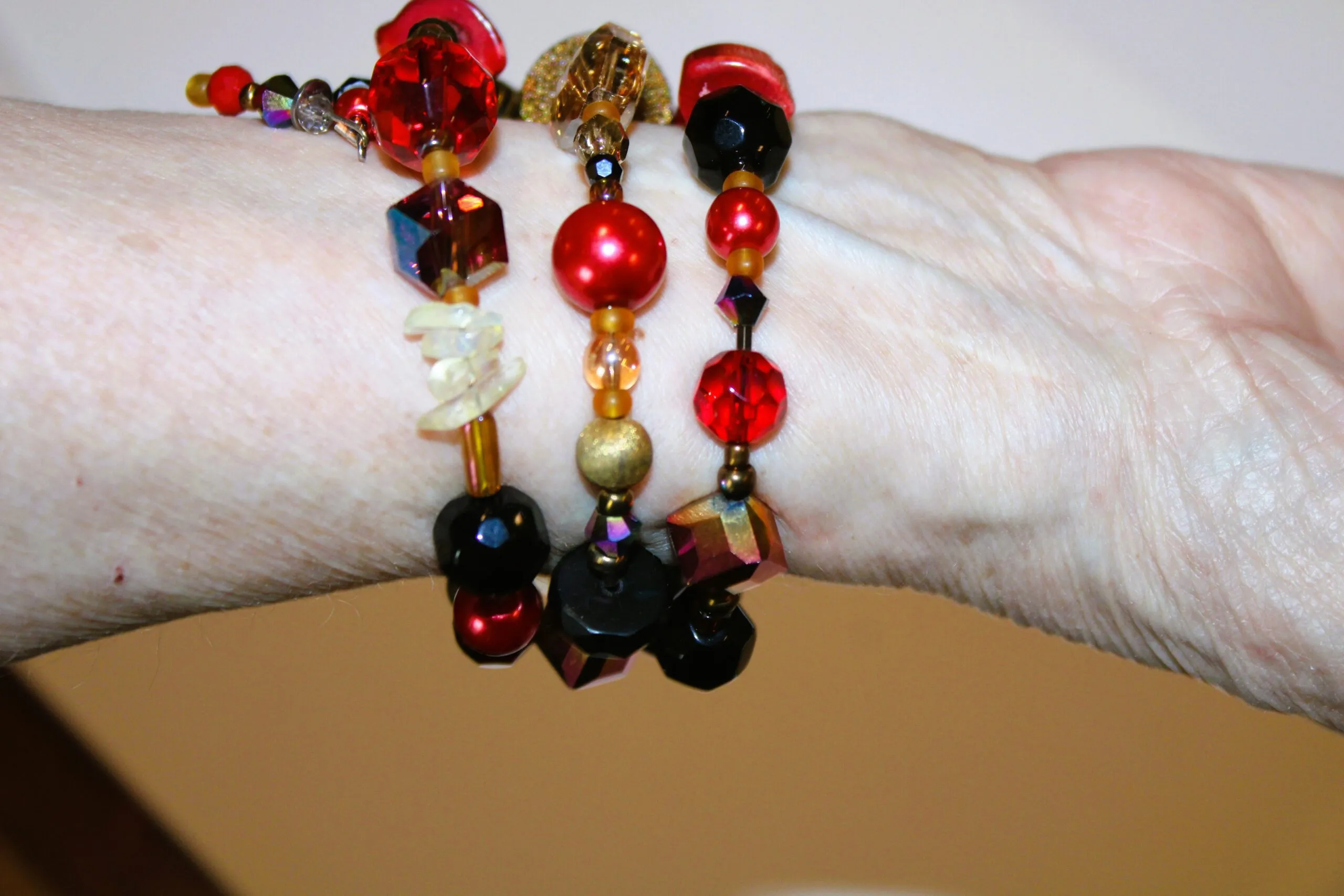 Hot Lipstick Red Multi Layered Wrap Around Bracelet