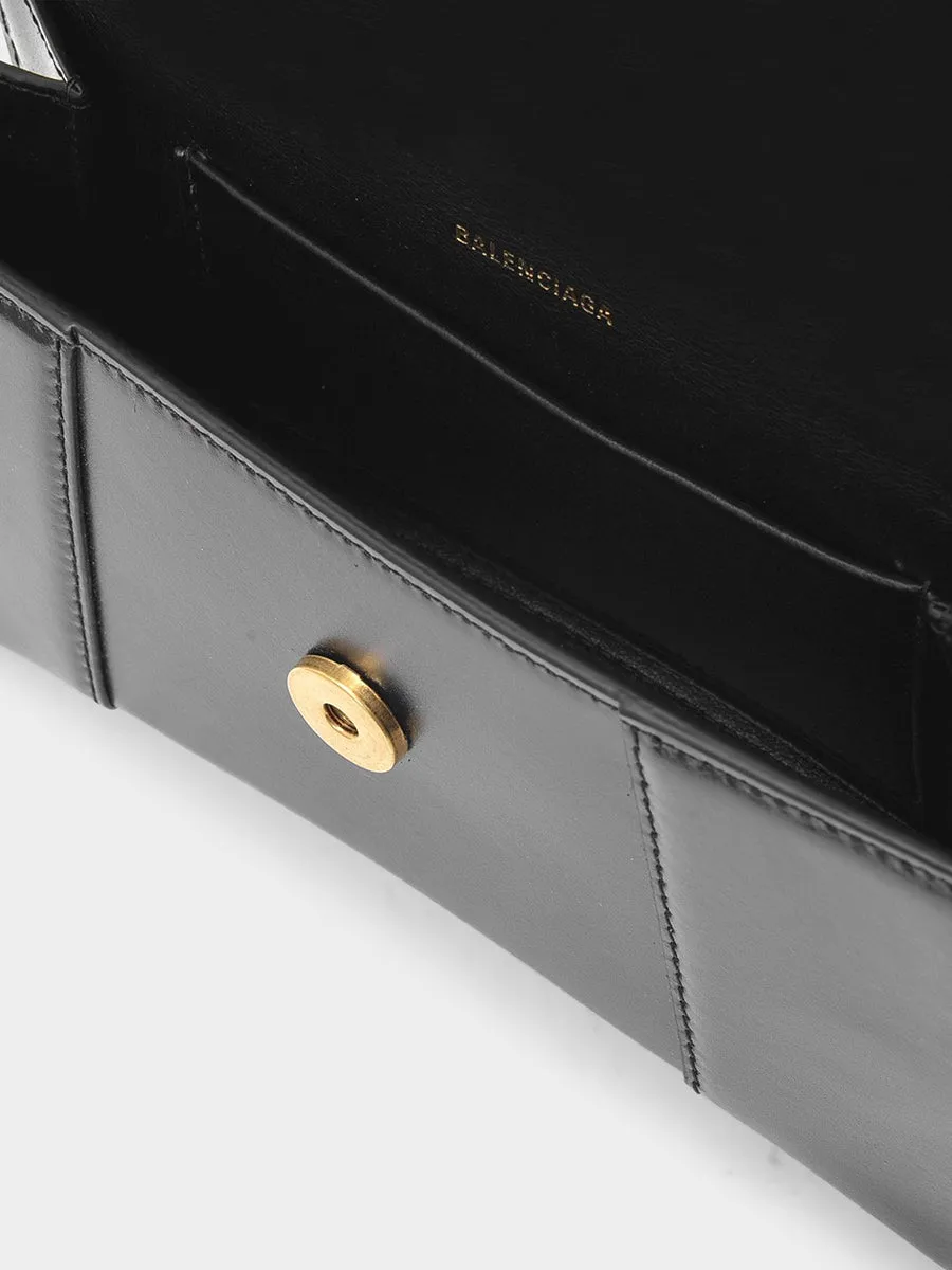 Hourglass XS with Chain Shoulder Bag in Black