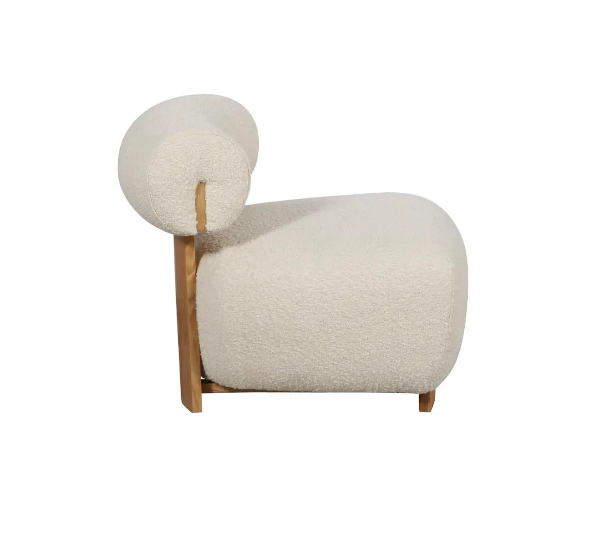 Hugo Boucle and Oak Slipper Chair