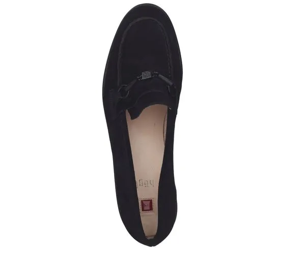 högl Damen Echtleder-Slipper modische Schlupf-Schuhe 2-10 2702 0100 Schwarz
