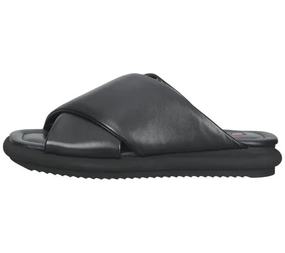 högl mules de mujer zapatos de piel auténtica con tiras cruzadas zapatos de verano 3-10 0500 0100 negro