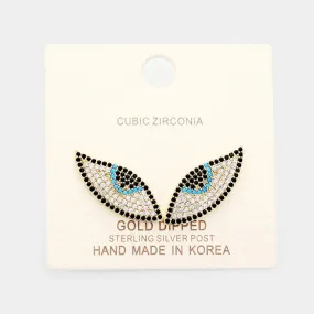 iLLASPARKZ Gold Dipped Cubic Zirconia Evil Eye Earrings