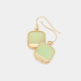 iLLASPARKZ Natural Stone Accented Square Dangle Earrings