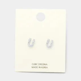 iLLASPARKZ 'U' Cubic Zirconia Monogram Stud Earrings
