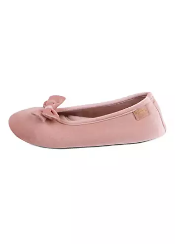 Isotoner Ladies Pink Sparkle Velour Ballet Slipper by Totes | Look Again