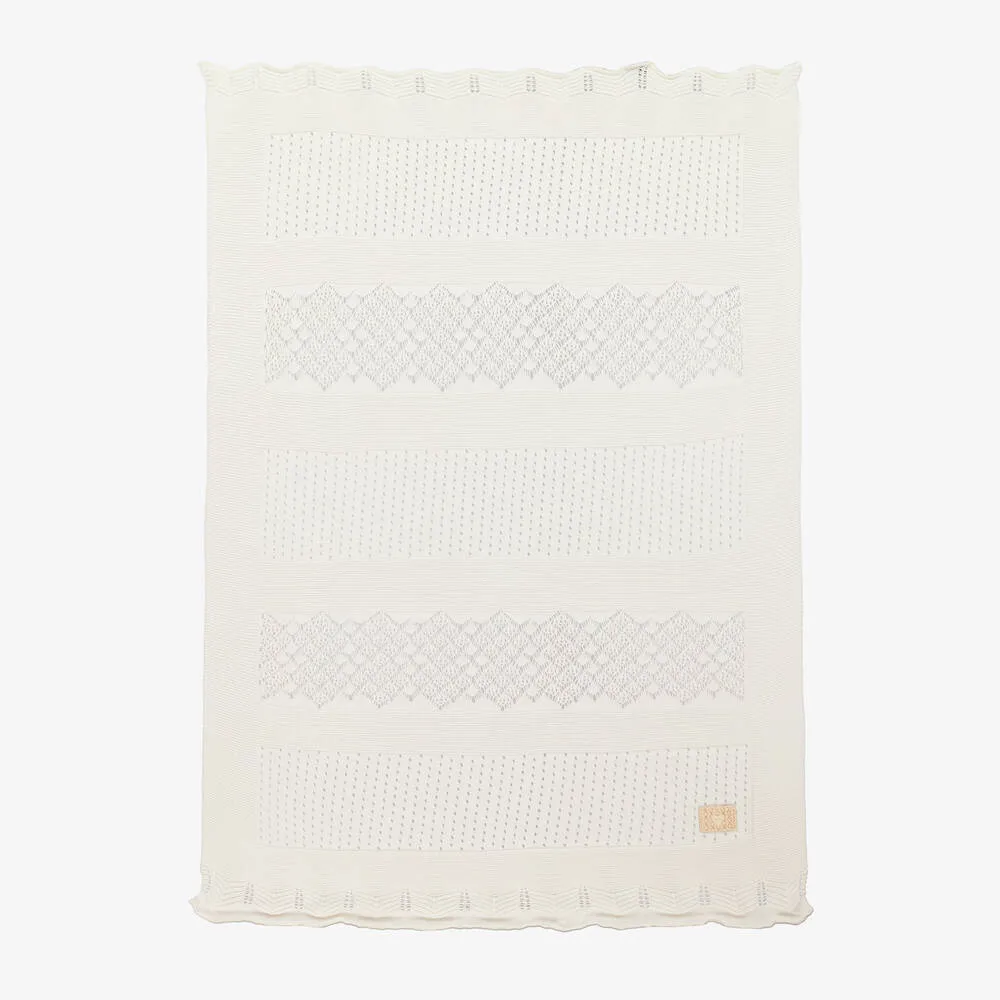 Ivory Cotton Knitted Blanket (100cm)