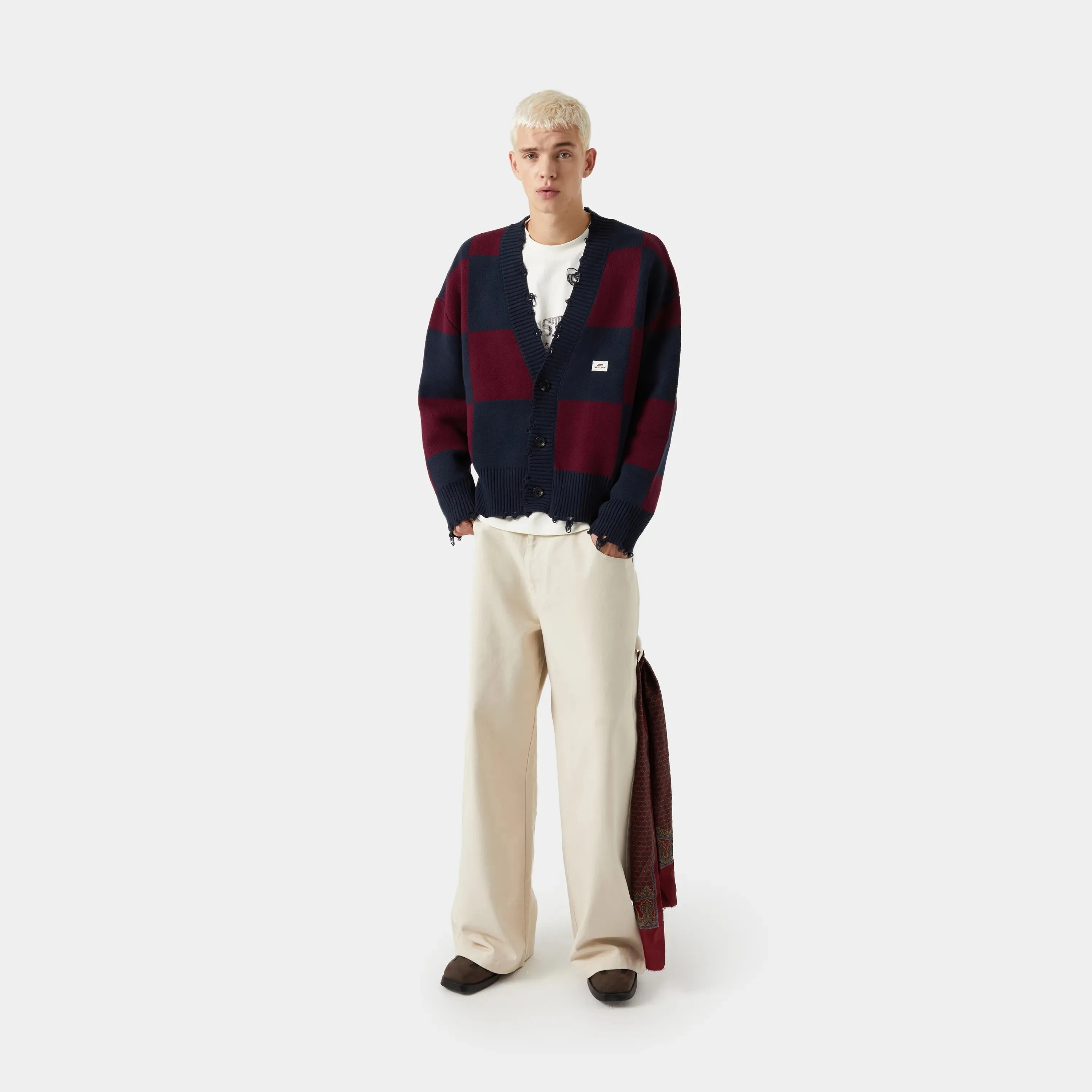 Ivy Squared Navy Port Jacquard Knit Cardigan