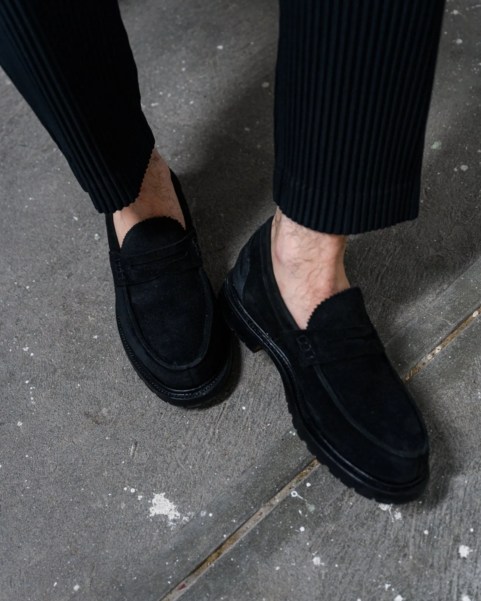 Jack Dress Penny Loafers Black Suede