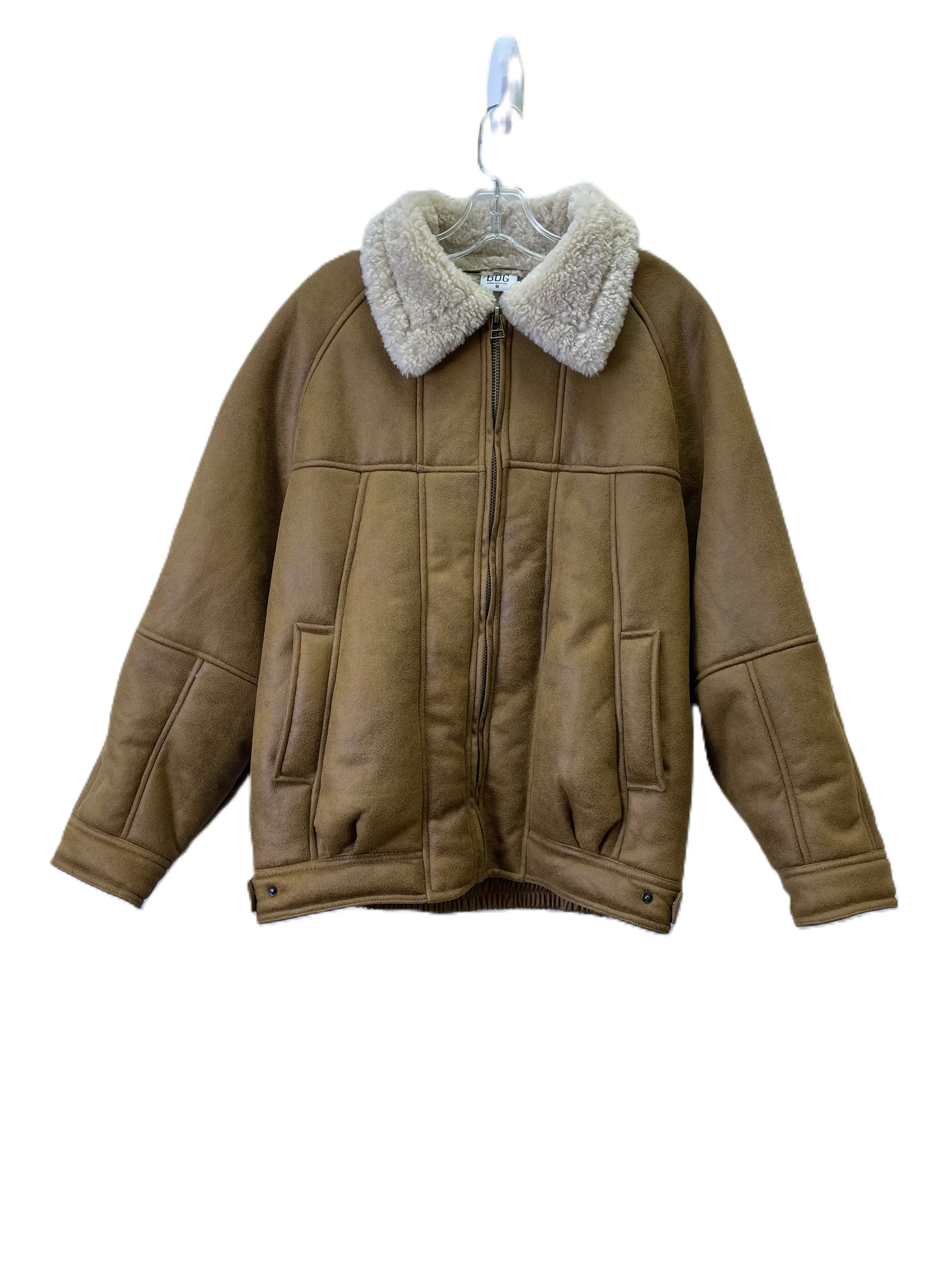 Jacket Faux Fur & Sherpa By Bdg In Brown, Size: M