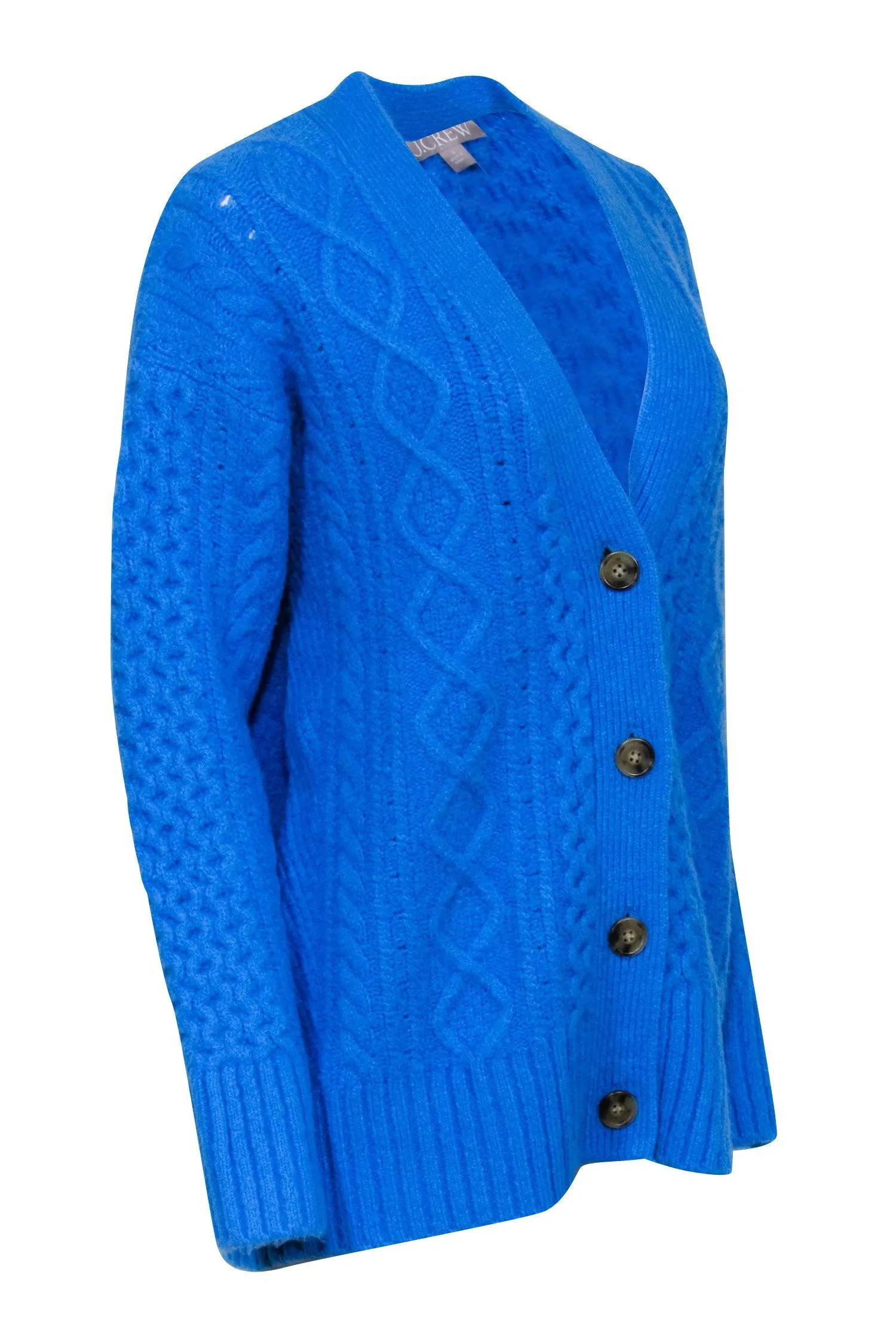 J.Crew - Pool Blue Chunky Knit Wool Blend Cardigan Sz S