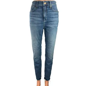 J.Crew Women's Blue Denim High Rise Raw Hem Slim Leg Ankle Toothpick Jeans Sz 29