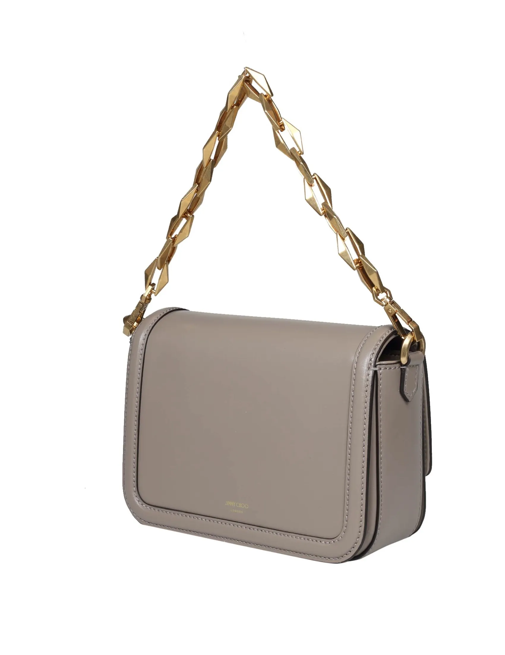JIMMY CHOO DIAMOND CROSSBODY BAG IN TAUPE COLOR LEATHER