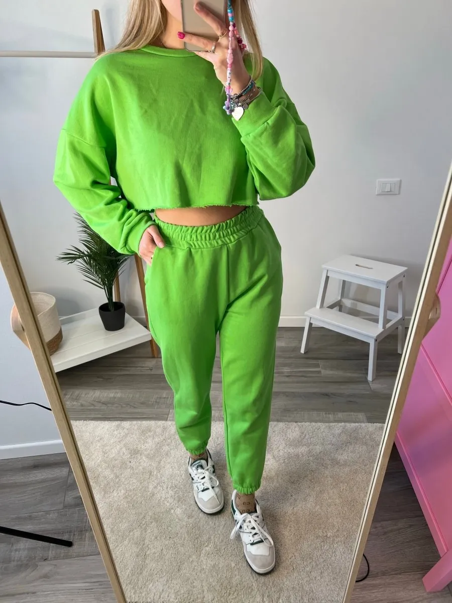 Joggers verdi con fondo elastico