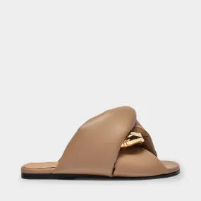 J.W. Anderson  Flat Twist Sandals in Beige Leather