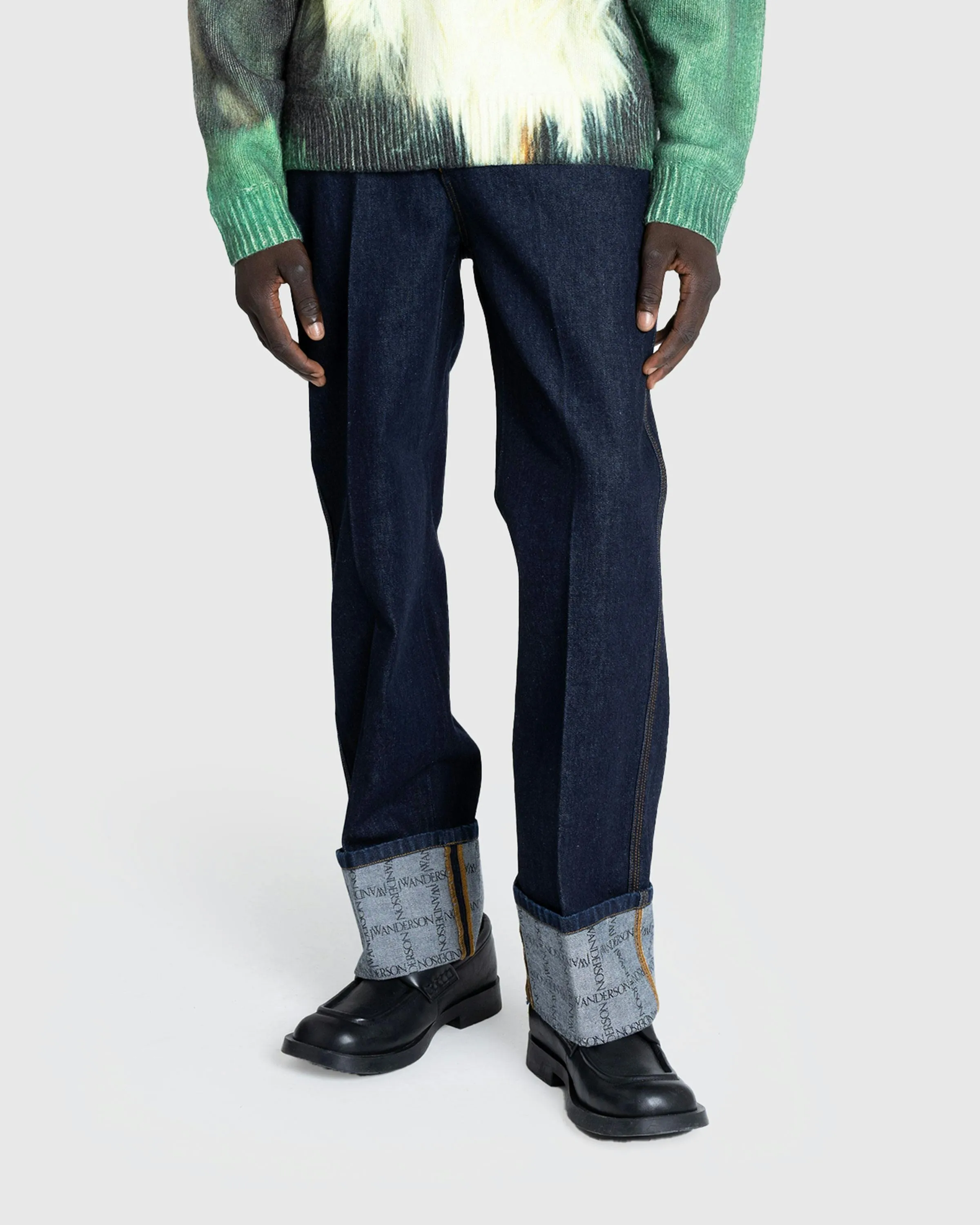 J.W. Anderson – Logo Grid Turn Up Workwear Jeans Indigo | Highsnobiety Shop