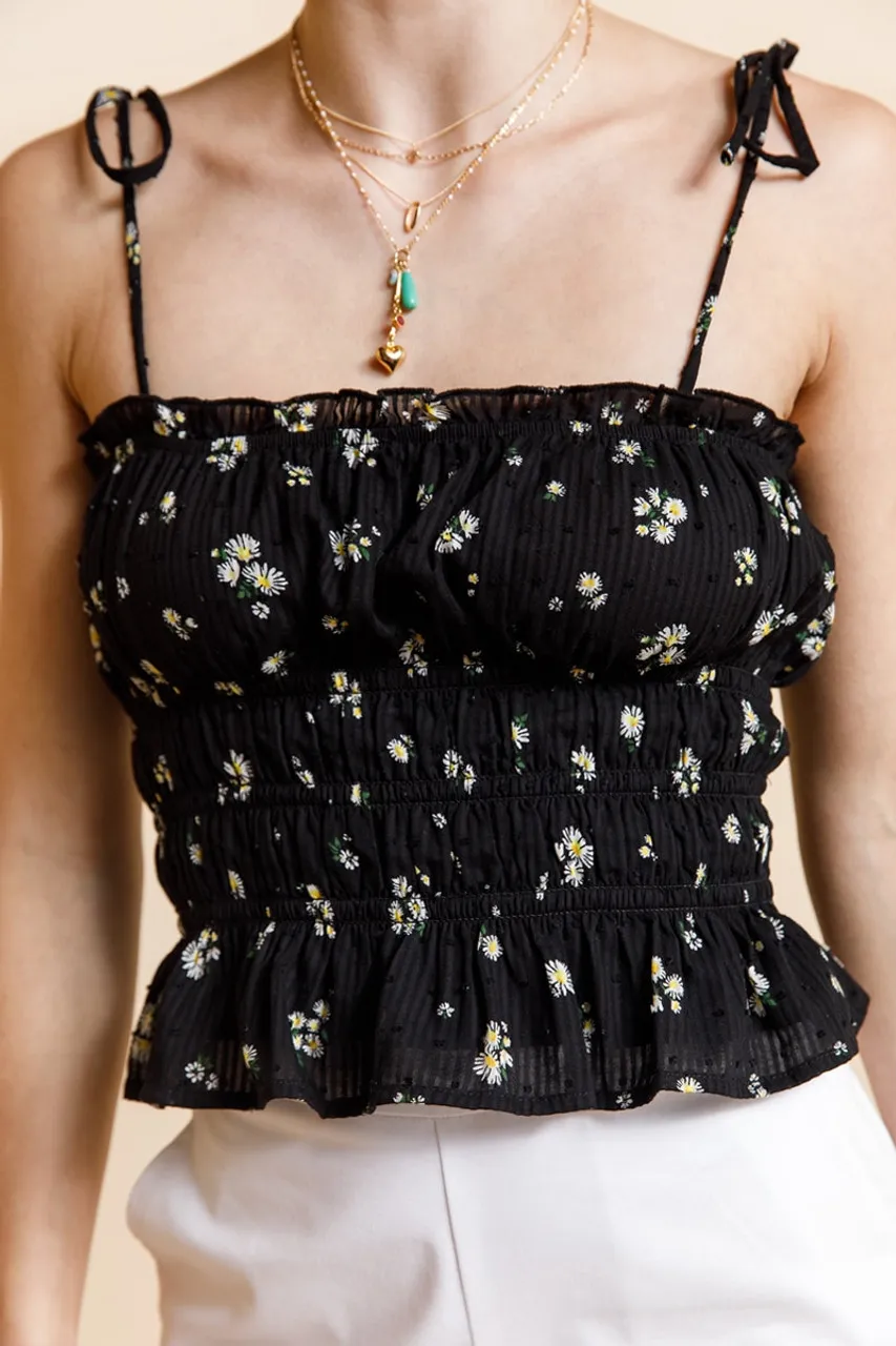 Kadence Square Neck Daisy Woven Tank