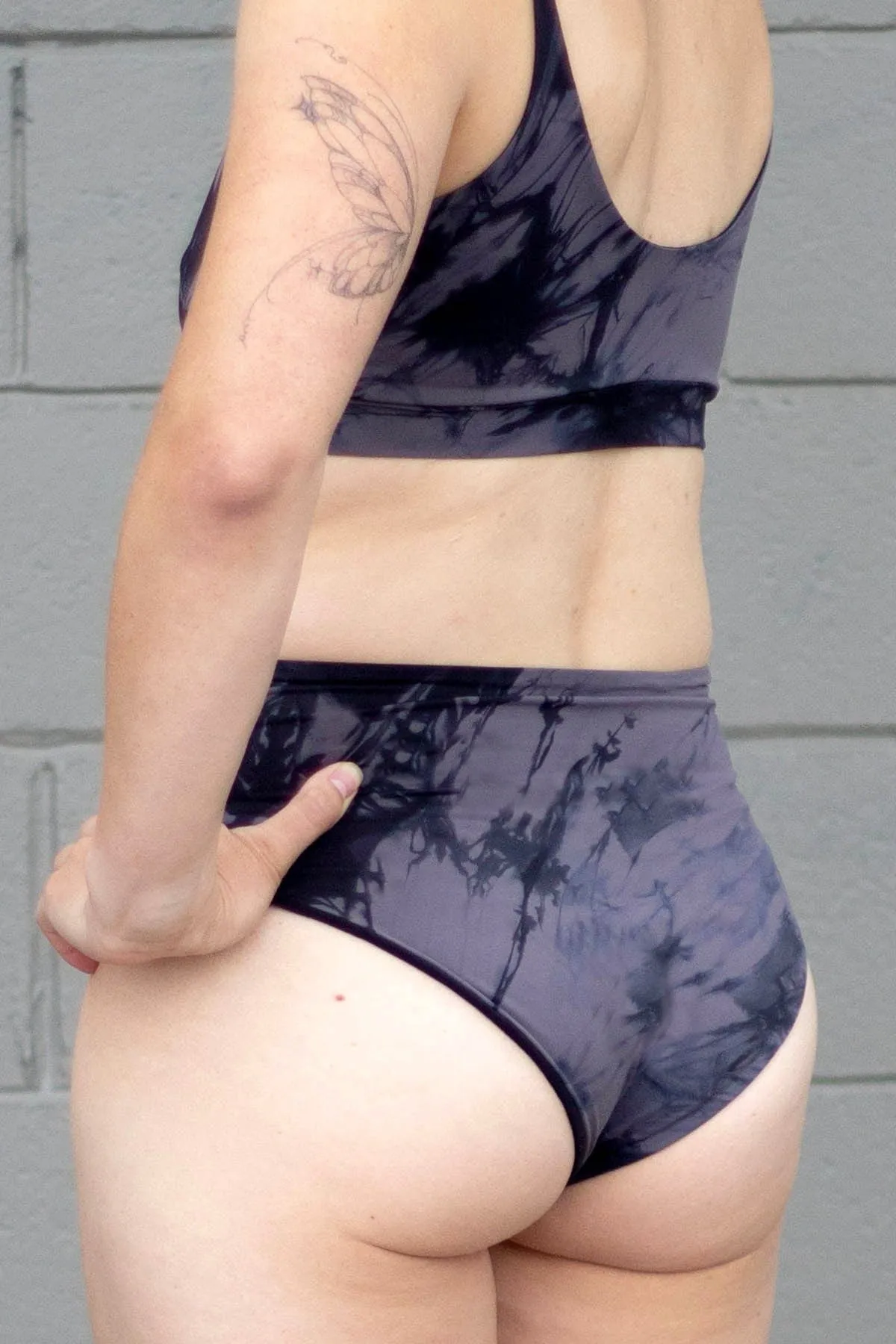 Kaela Bikini Bottom in Charcoal + Black