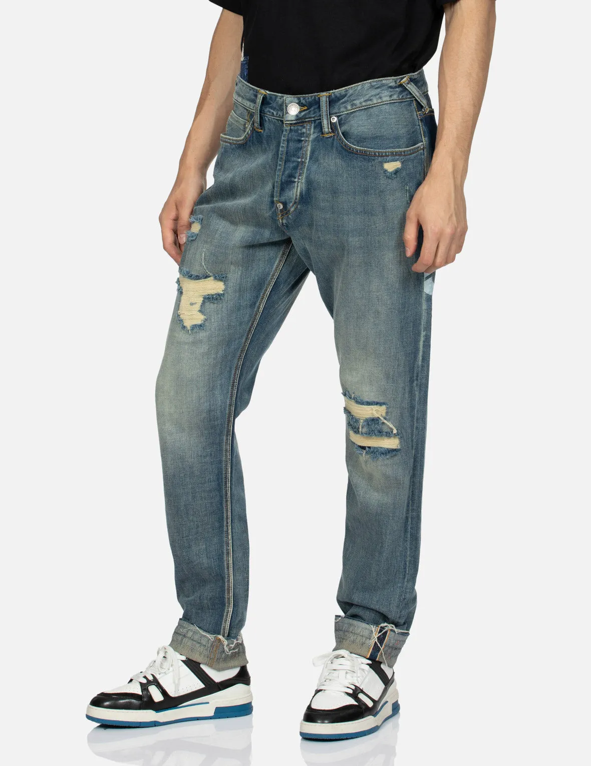 Kamon Print Carrot Fit Denim Jeans #2017