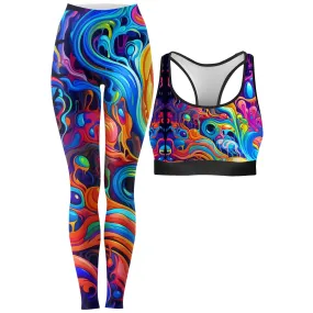 Kandi Swirl Rave Bra and Leggings Combo