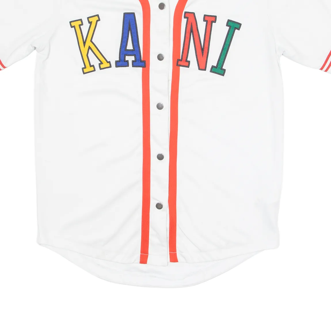 KARL KANI Button Up Baseball Mens Jersey White USA V-Neck L