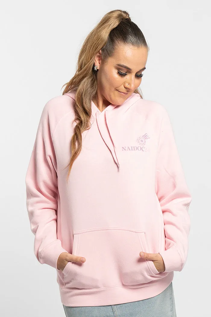 Keep The Fire Burning! NAIDOC 2024 Pink Cotton Blend Women's Hoodie