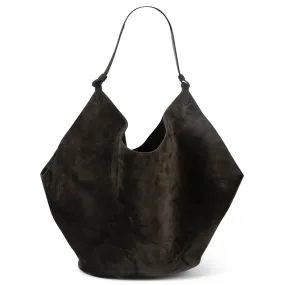 Khaite Medium Lotus Suede Tote Dark Olive 