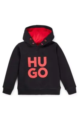 Kids' hoodie in fleece with stacked logo