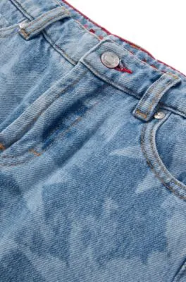 Kids' relaxed-fit jeans in star-print cotton denim