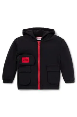 Kids' zip-up hoodie with red logo label