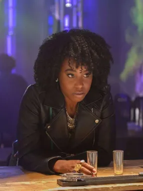 Kirby Howell Baptiste Why Women Kill Taylor Harding Biker Black Leather Jacket