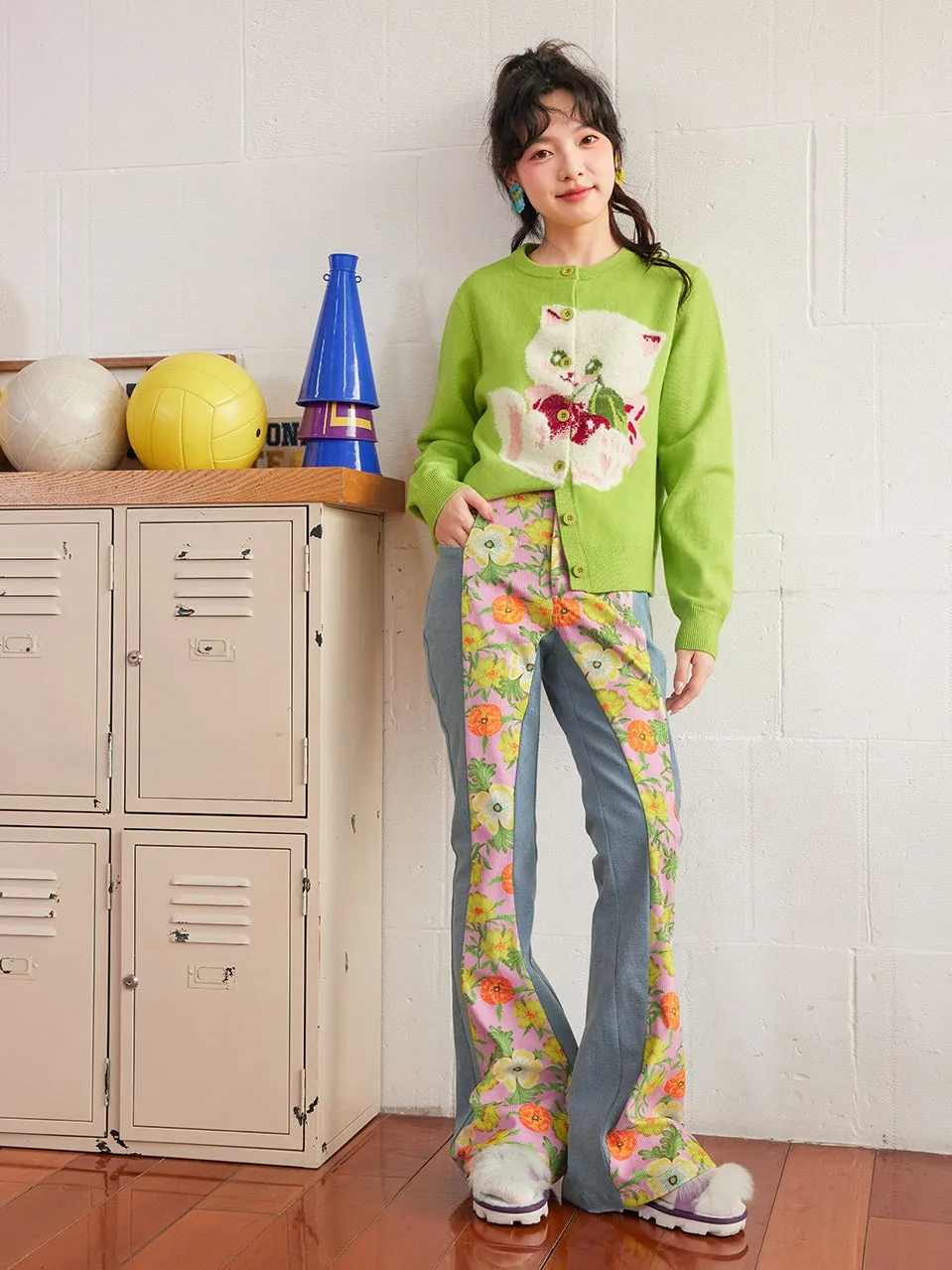 Kitten Round Neck Knitted Cardigan
