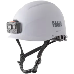Klein Type-1 Non-Vented Class-E Safety Helmet, White With Headlamp 60146