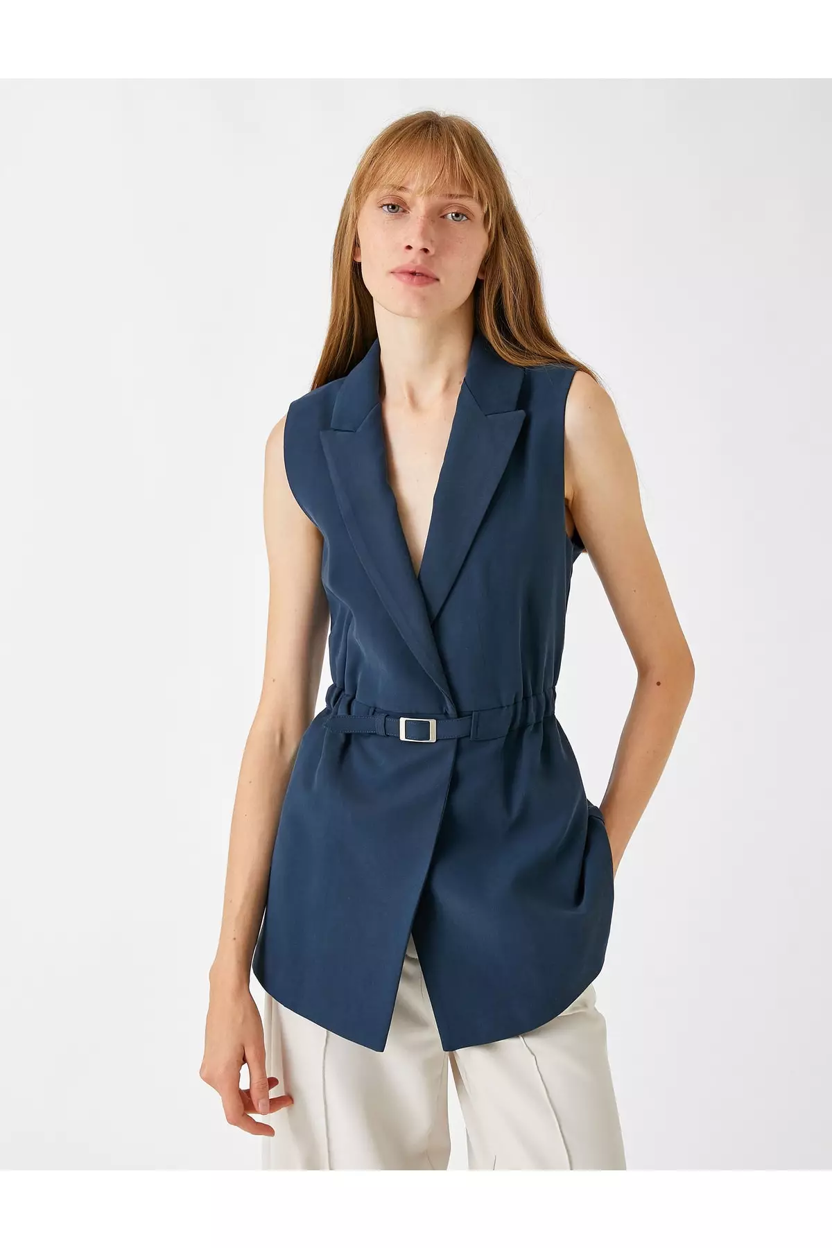 KOTON Silk Look Vest with Belt