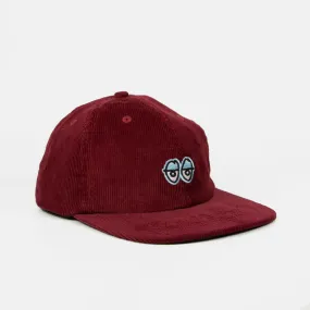 Krooked Skateboards - Eyes Corduroy Strapback Cap - Burgundy / Blue