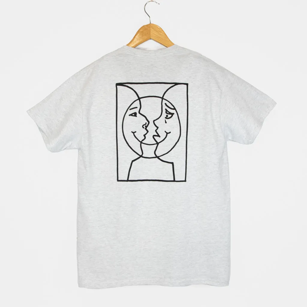 Krooked Skateboards - Moonsmile Raw T-Shirt - Ash / Blackg