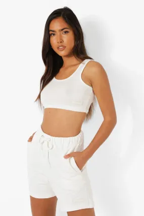 Label Detail Crop Short Tracksuit