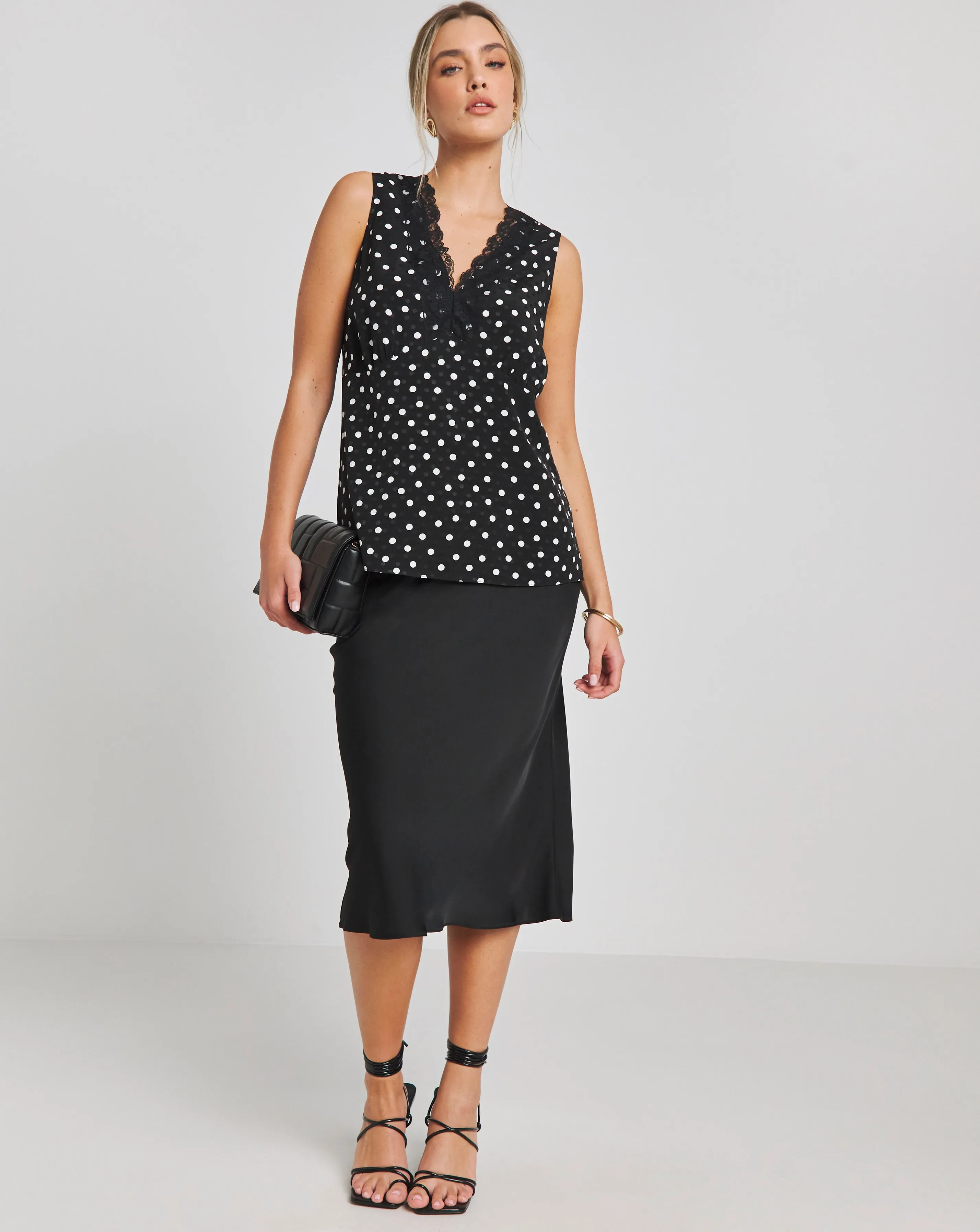 Lace Trim Satin Vest | Simply Be