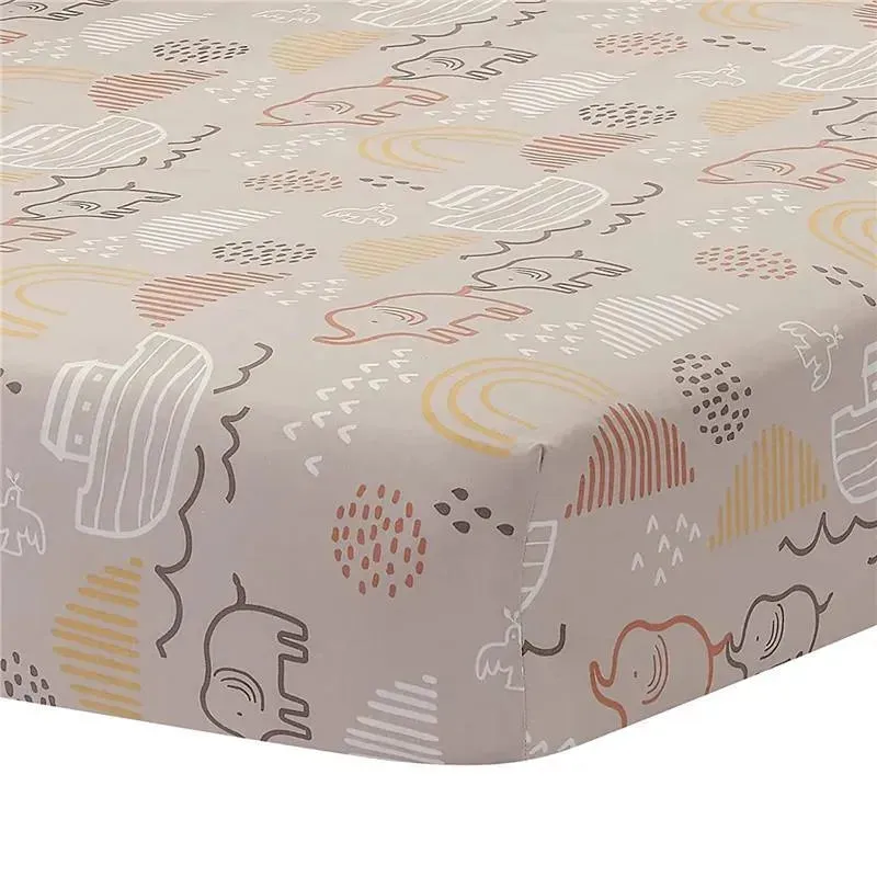 Lambs & Ivy Baby Noah Taupe Fitted Crib Sheet