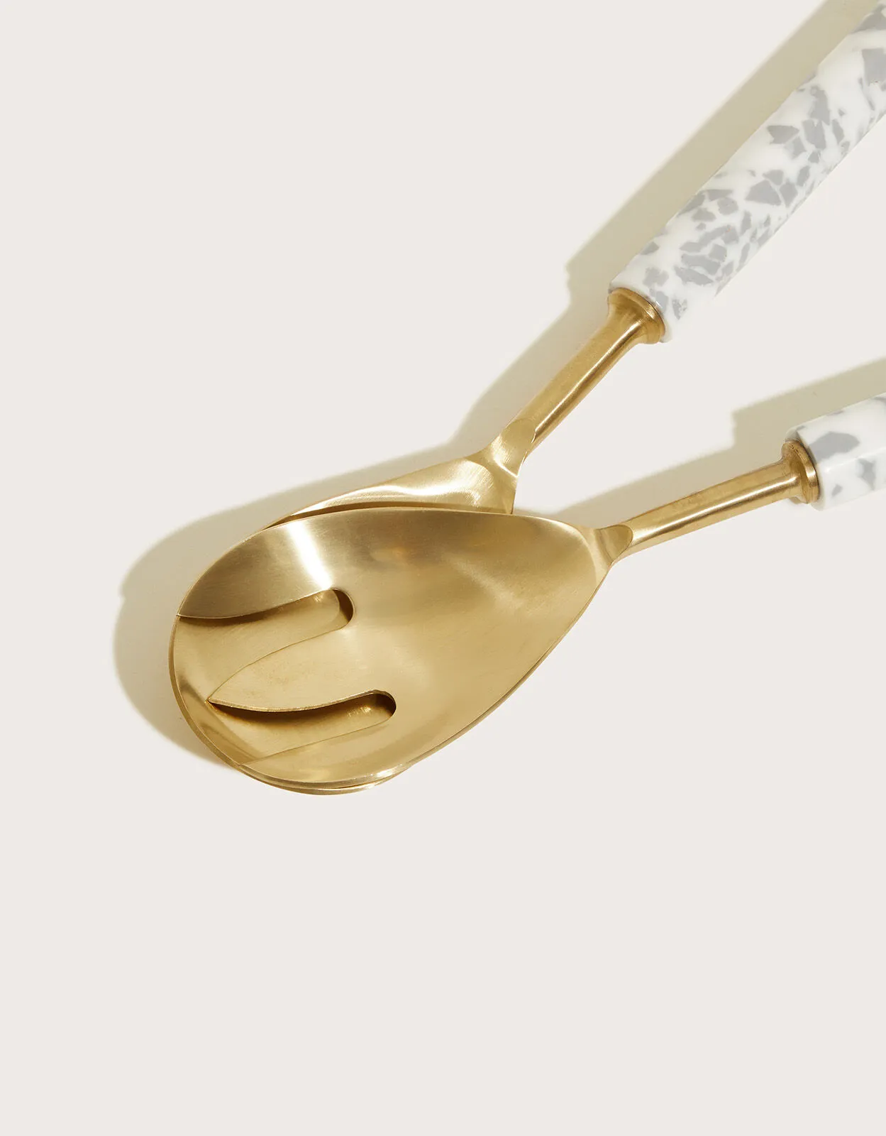 Large Mottled Serving Fork and Spoon