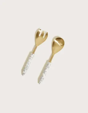 Large Mottled Serving Fork and Spoon