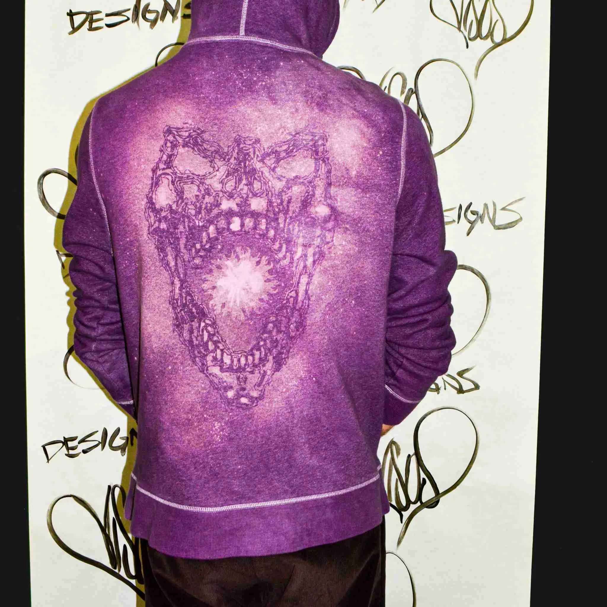 Large Purple Dyed, Abstract Bleach Art DSG Hoodie