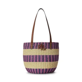 LAUREN Ralph Lauren Striped Straw Medium Hartley Tote Bag