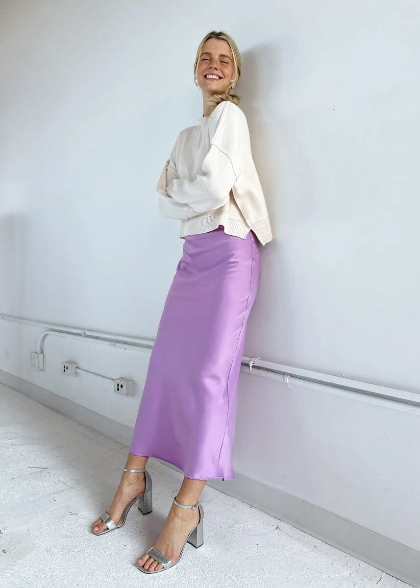 Lavella Satin Maxi Skirt - Lavender