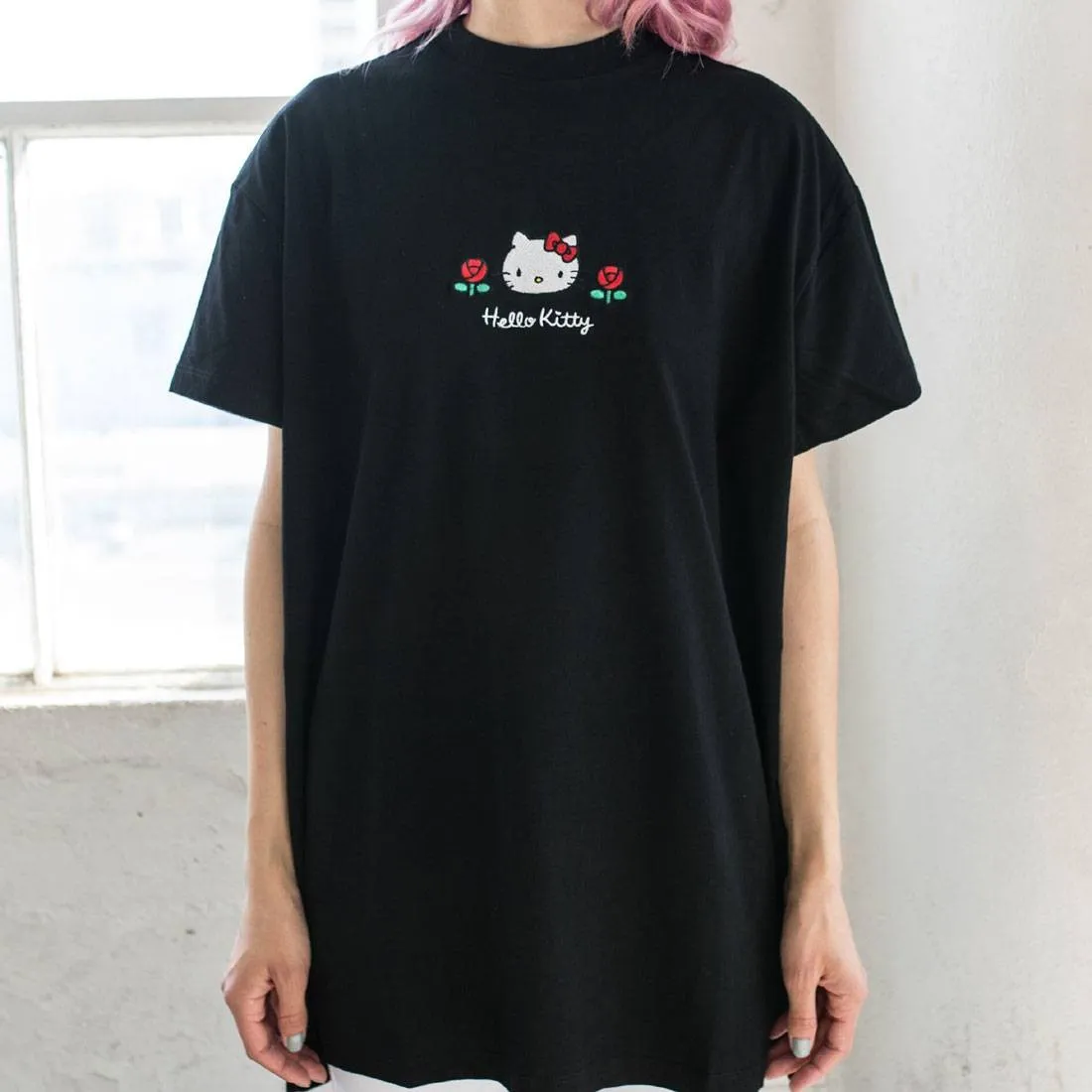 Lazy Oaf X Hello Kitty Women Oversized Tee (Black)