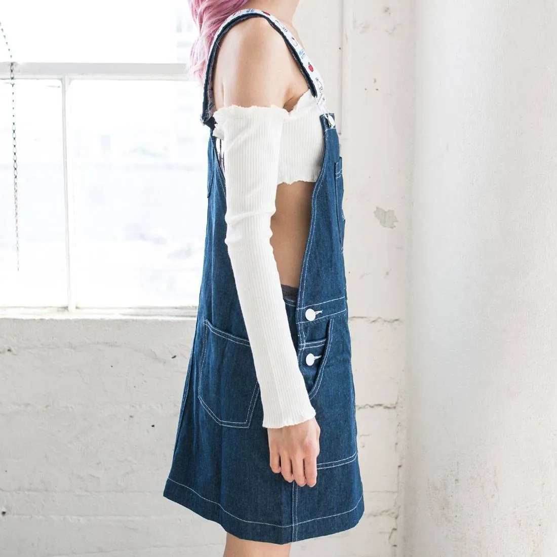 Lazy Oaf X Hello Kitty Women Pinny Dress Blue (Denim)