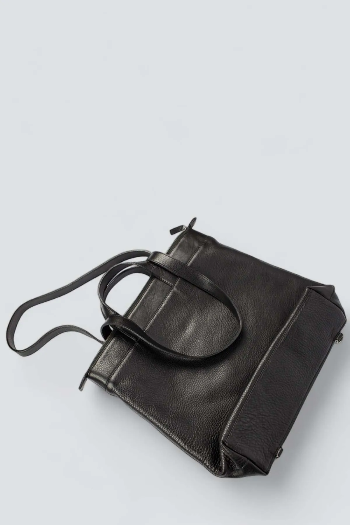 Leather Convertible Backpack B1 - Black